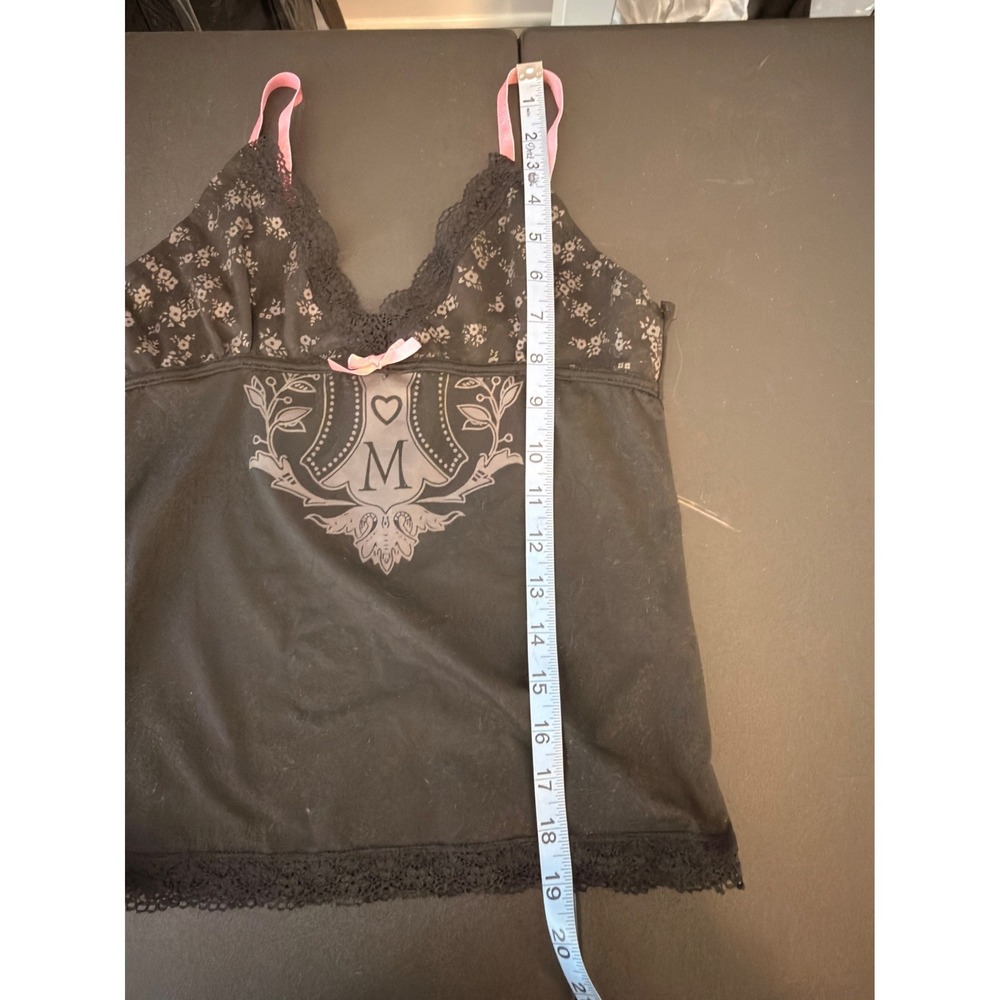 Women's Lace Trim Tank Top Black Bow Floral Babydoll Coquette Whimsigoth Small - Picture 14 of 14